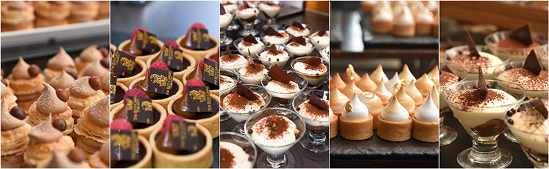 A collage of mini desserts