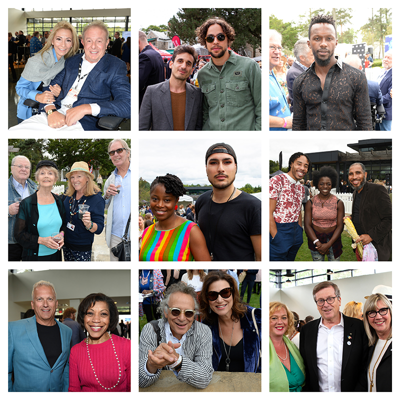 A collage of guests posing for pictures at a BBQ event