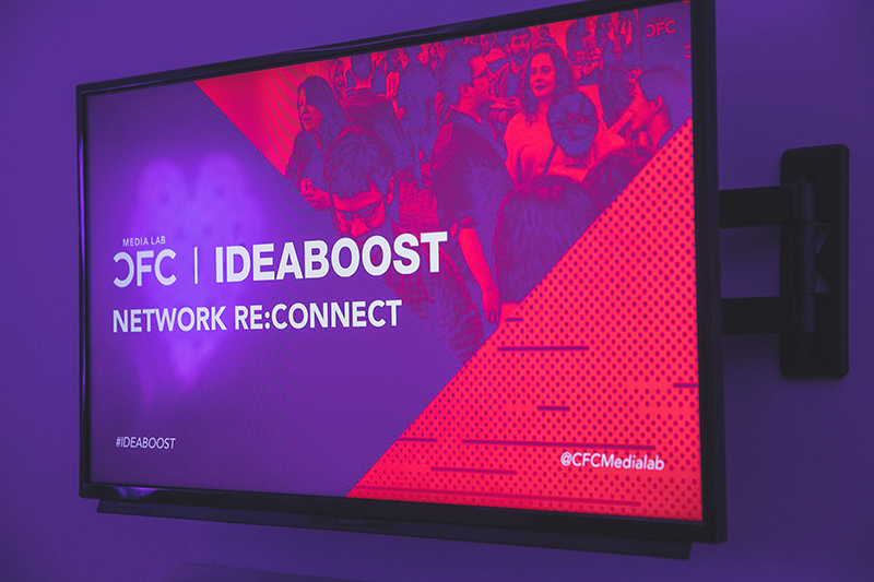 An image of a TV screen with the words "IDEABOOST Network Connect" written on it