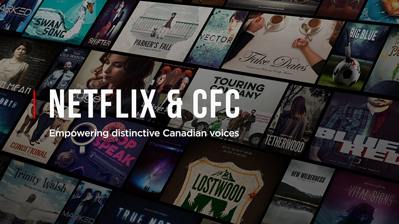 Poster images of various Netflix productions with the words "Netflix & CFC" written overtop