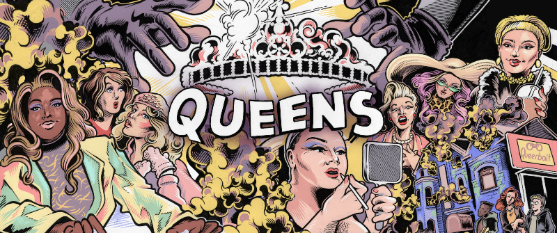 An illustration of drag queens for a TV series